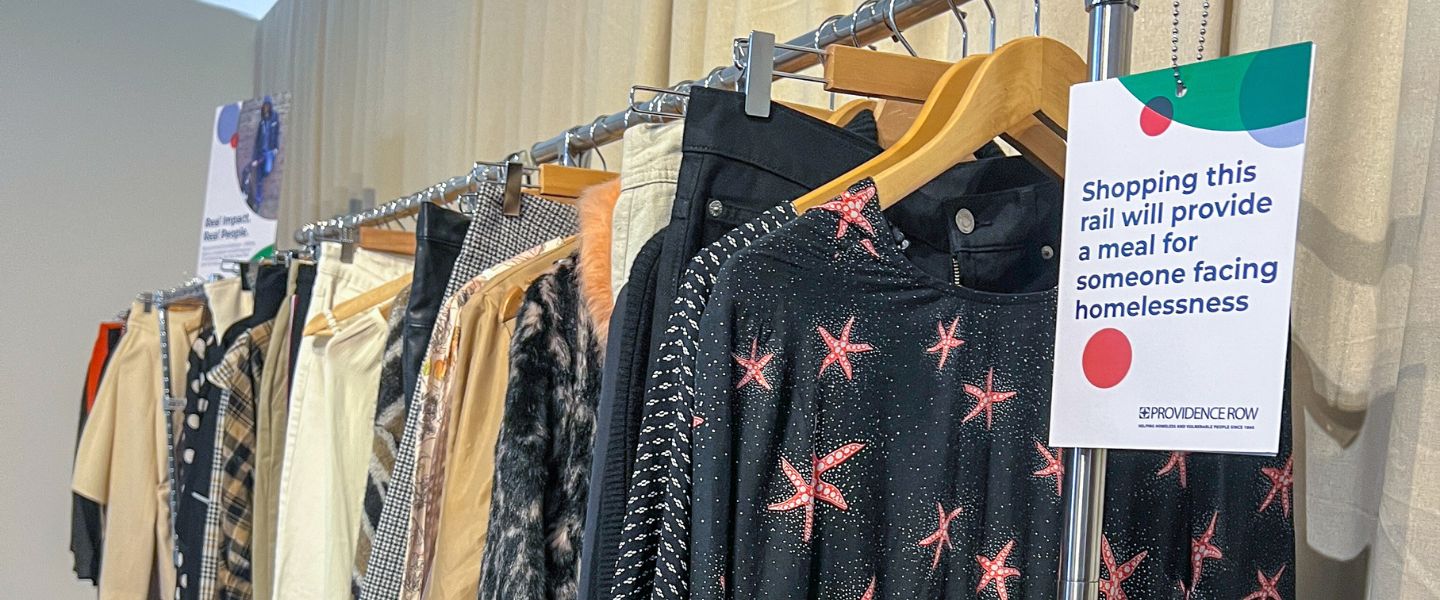 A rail of second hand clothes