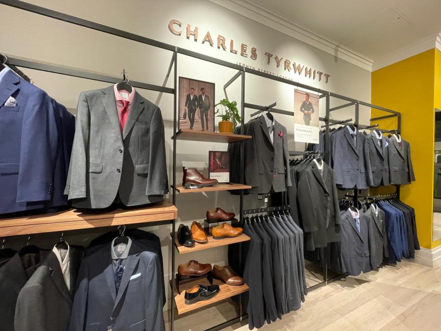 Charles Tyrwhitt suits on display