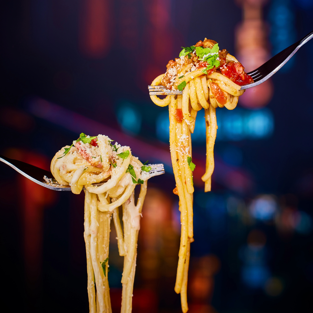 Forks of pasta from Frankie & Benny's