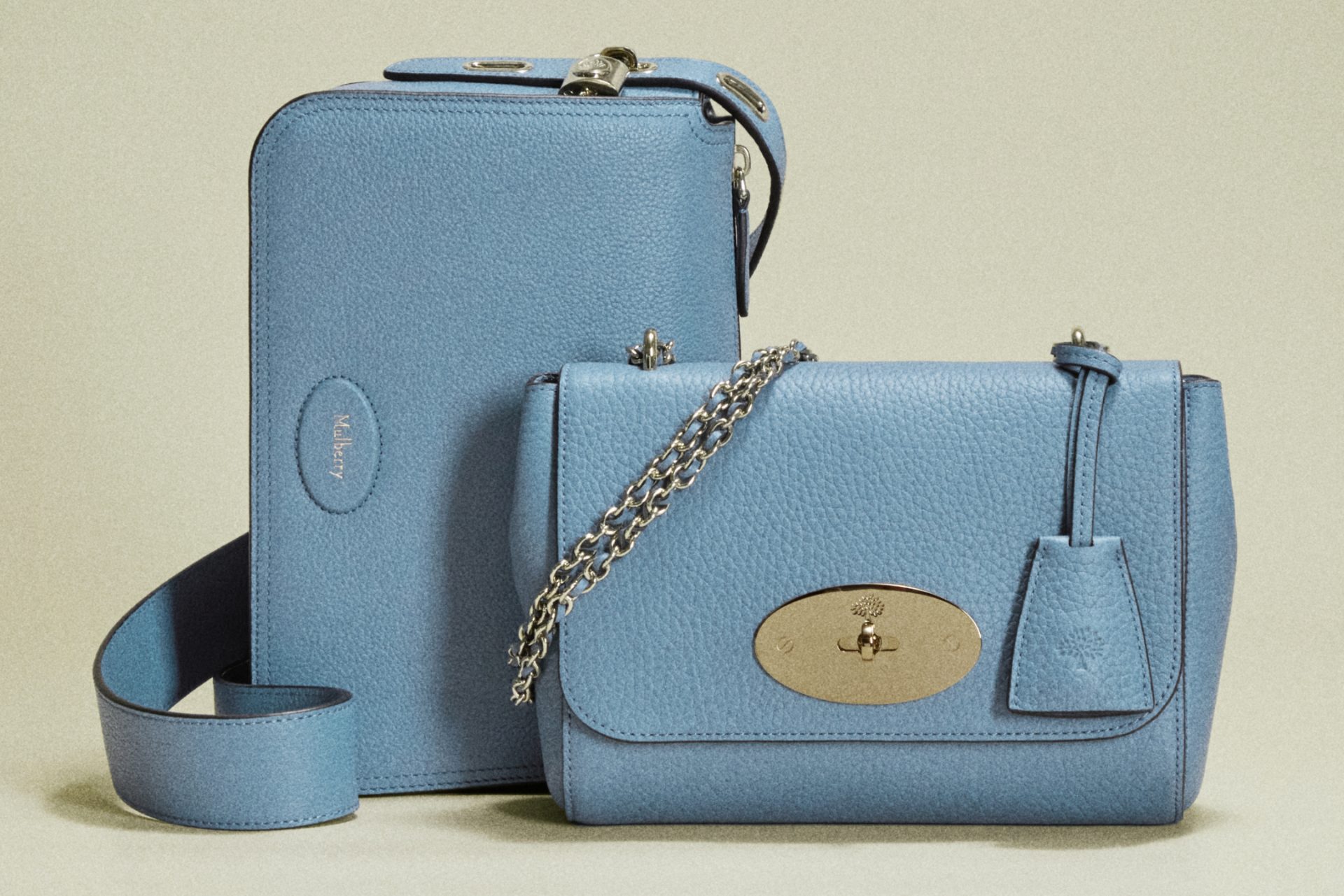 Two blue leather bags from Mulberry