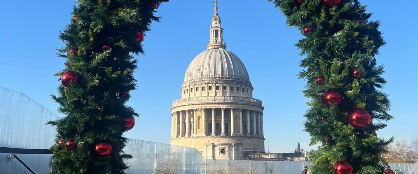 St Paul's Cathedral inside a Christmas wreath