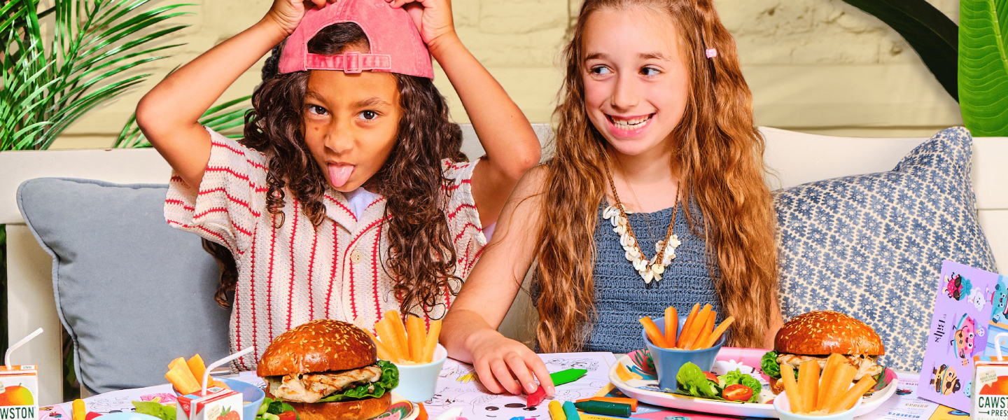 Two girls eating lunch