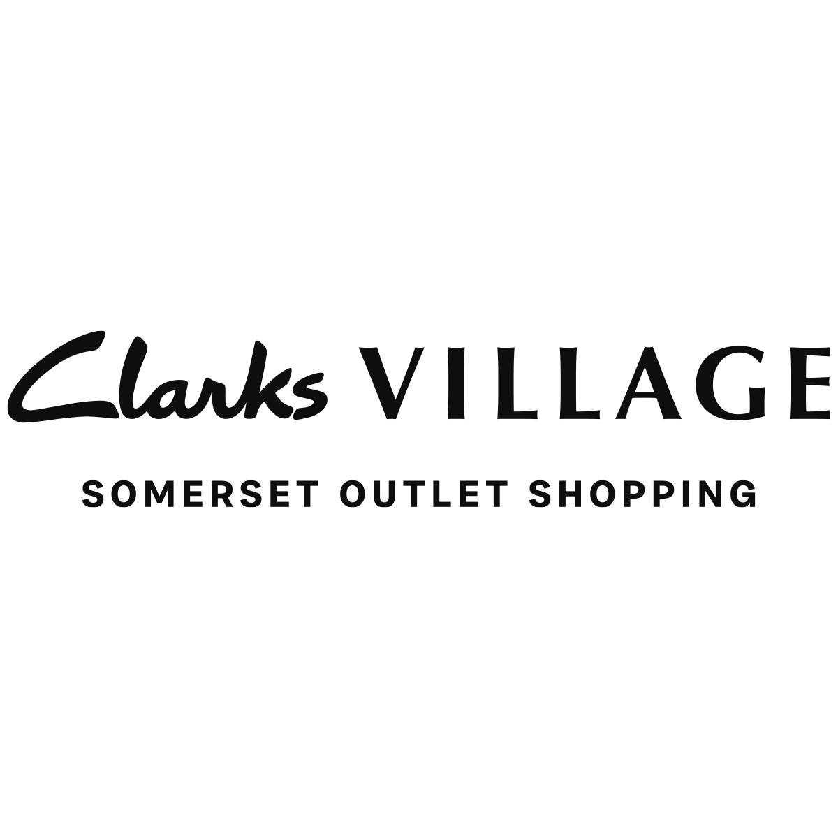 Clarks Village Somerset Outlet Shopping logo with elegant font