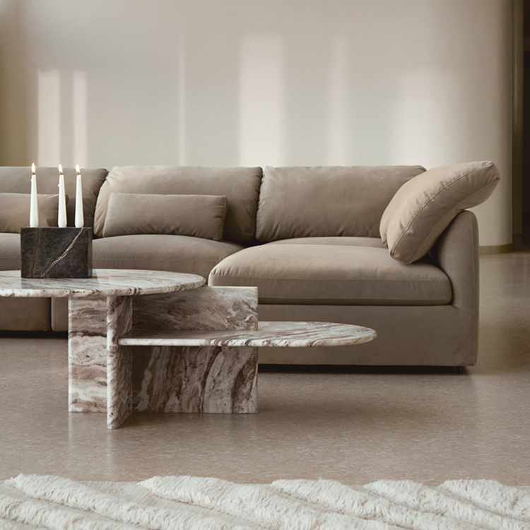 A grey corner sofa from BoConcept furniture store