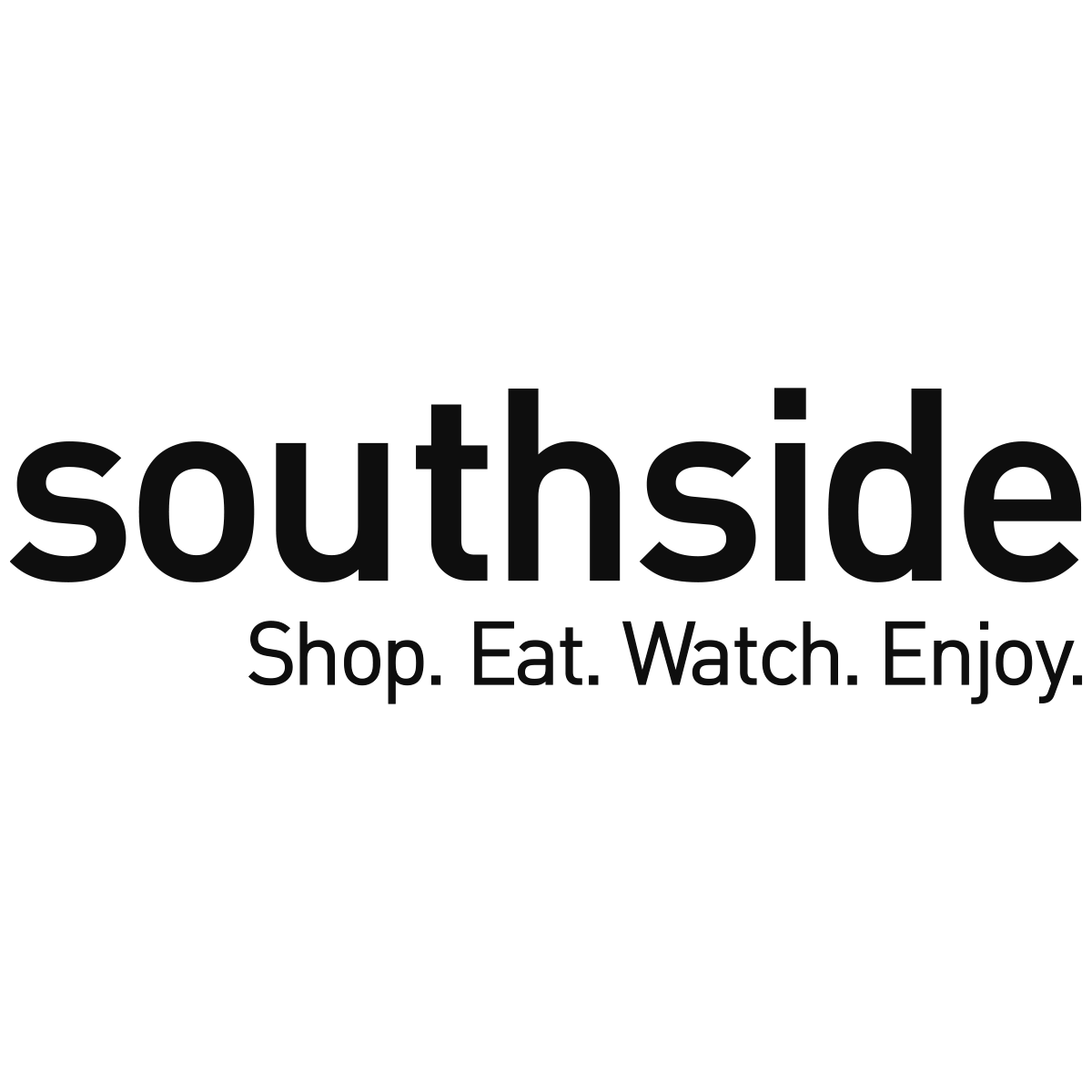 Southside logo with tagline “Shop. Eat. Watch. Enjoy.” in bold text.