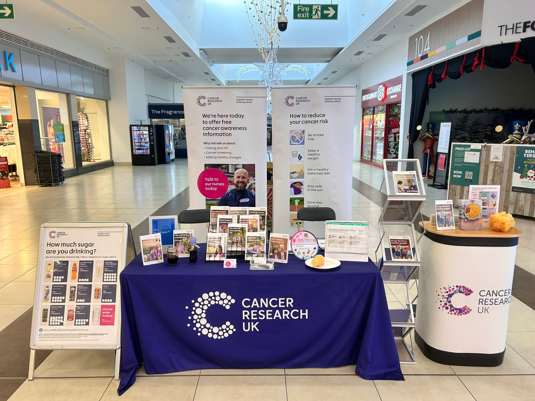 Cancer Awareness Roadshow set up in shopping centre