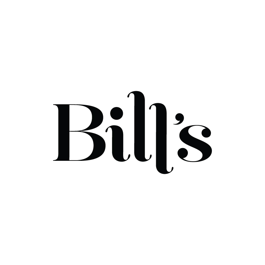 Logo 'Bill's' in bold, black, serif font.