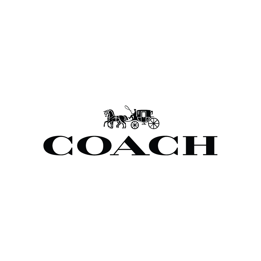 Black text 'COACH' with a horse-drawn carriage logo above it, set against a white background.
