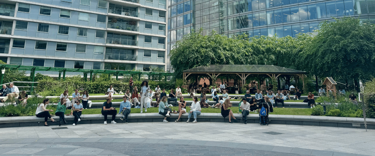 People enjoying the sunshine in The Garden 