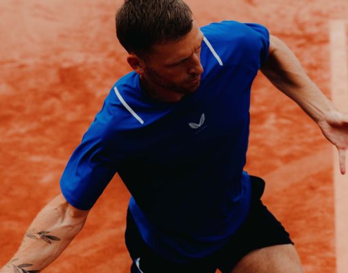 A man playing tennis