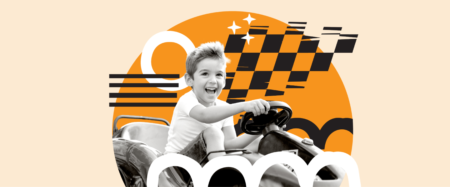 Boy on go kart