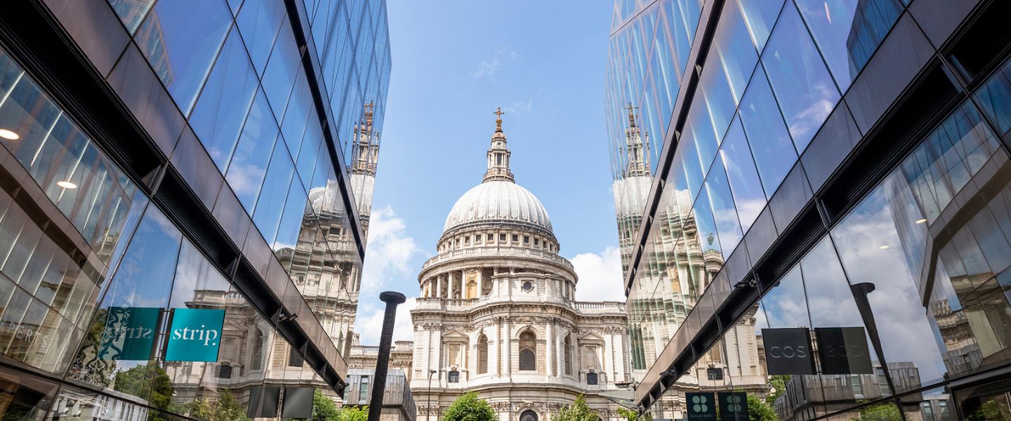 A view of St Paul's Cathedral from One New Change