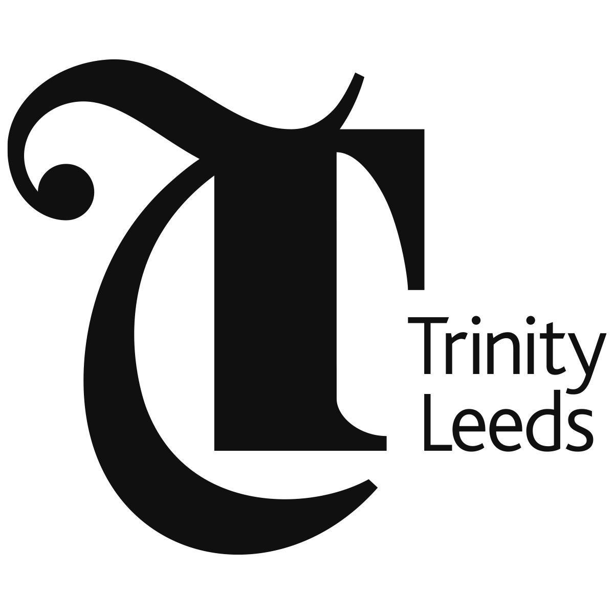 Trinity Leeds logo with a decorative, stylized “T”.