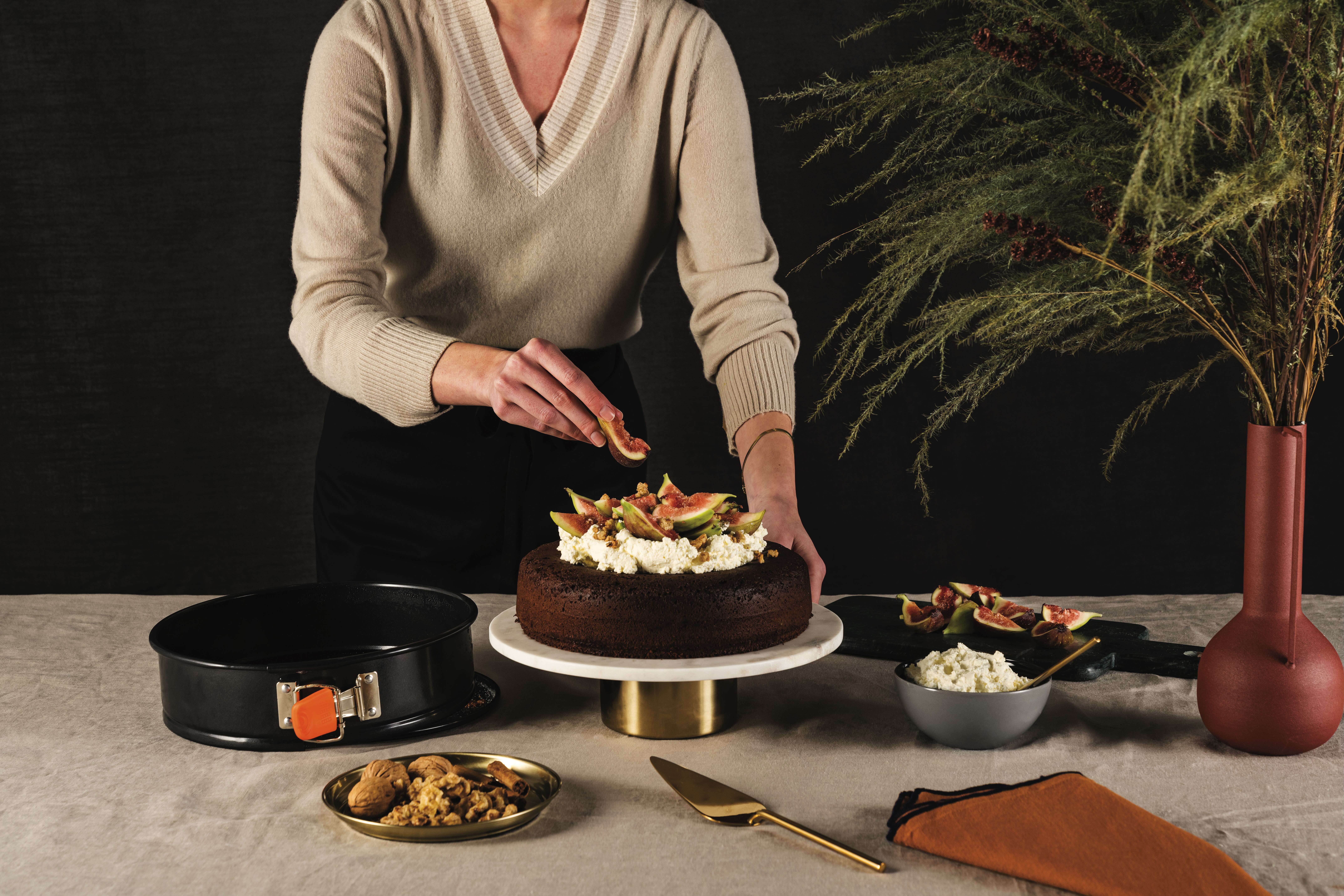 Honey Cake with Mascarpone, Figs and Walnuts Le Creuset