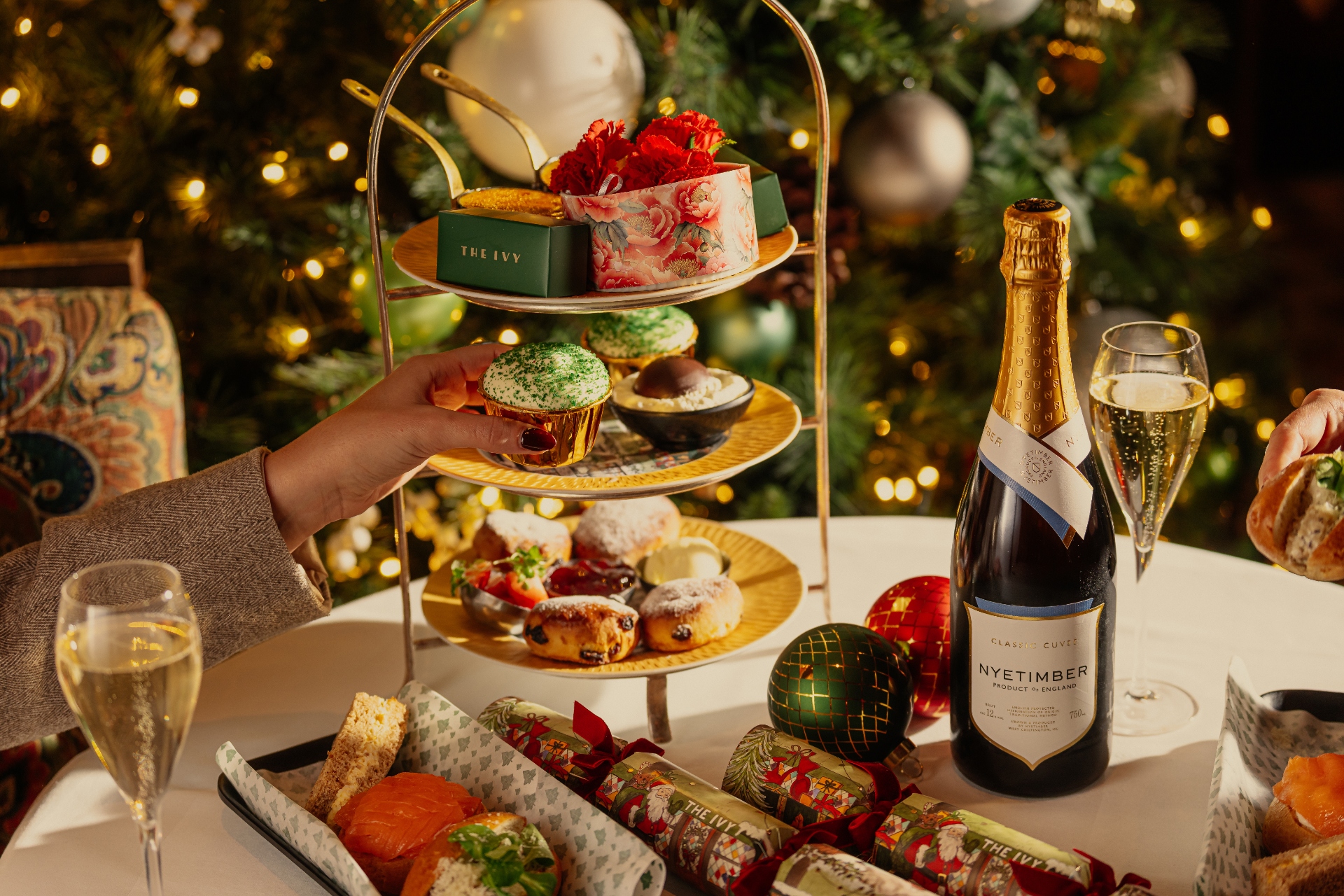 A festive tea setting at The Ivy