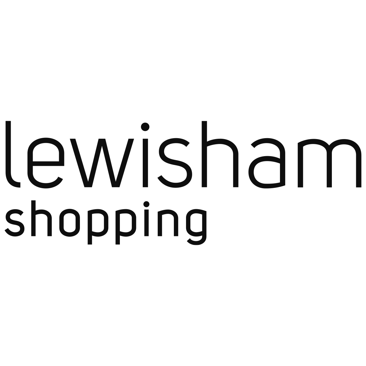 Simple black text logo for Lewisham Shopping.