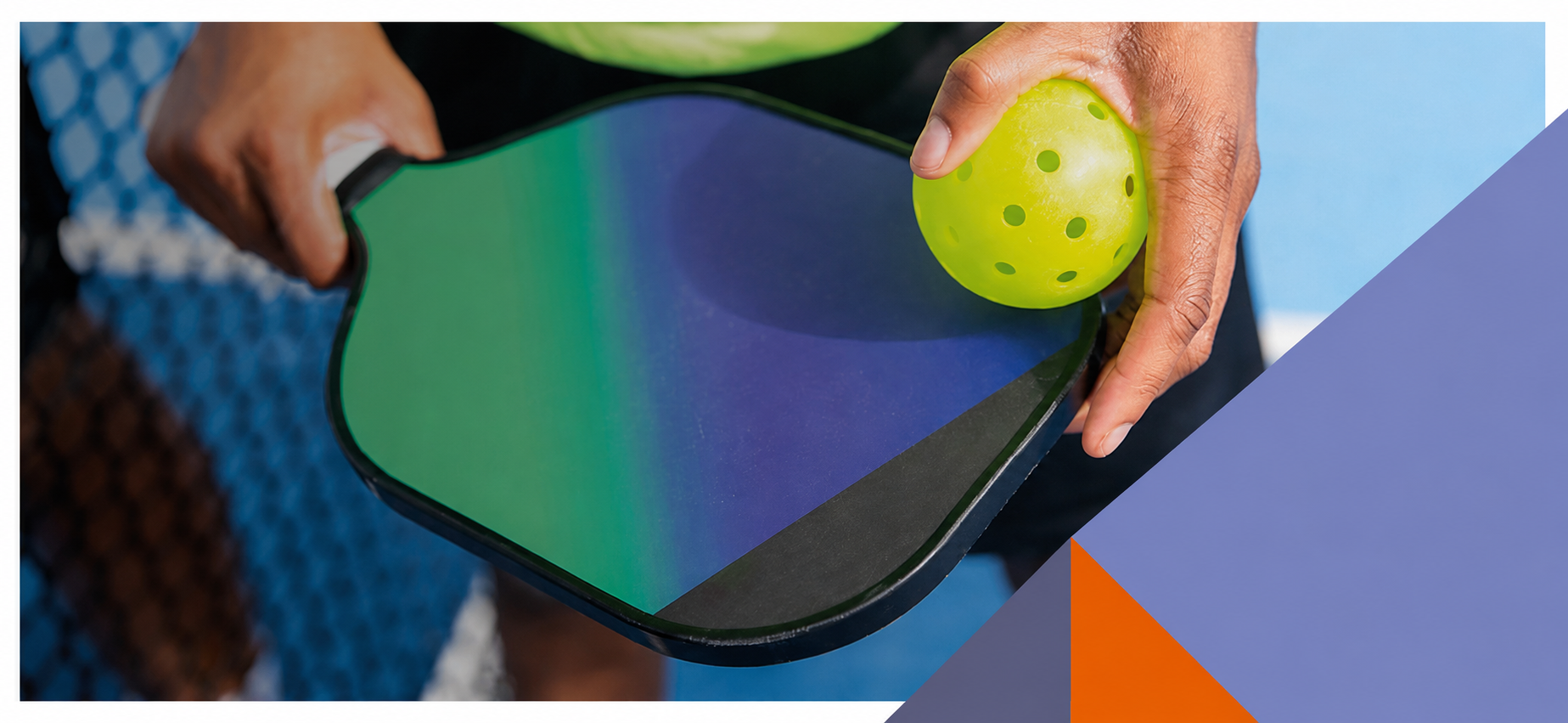 person holding pickleball bat and ball
