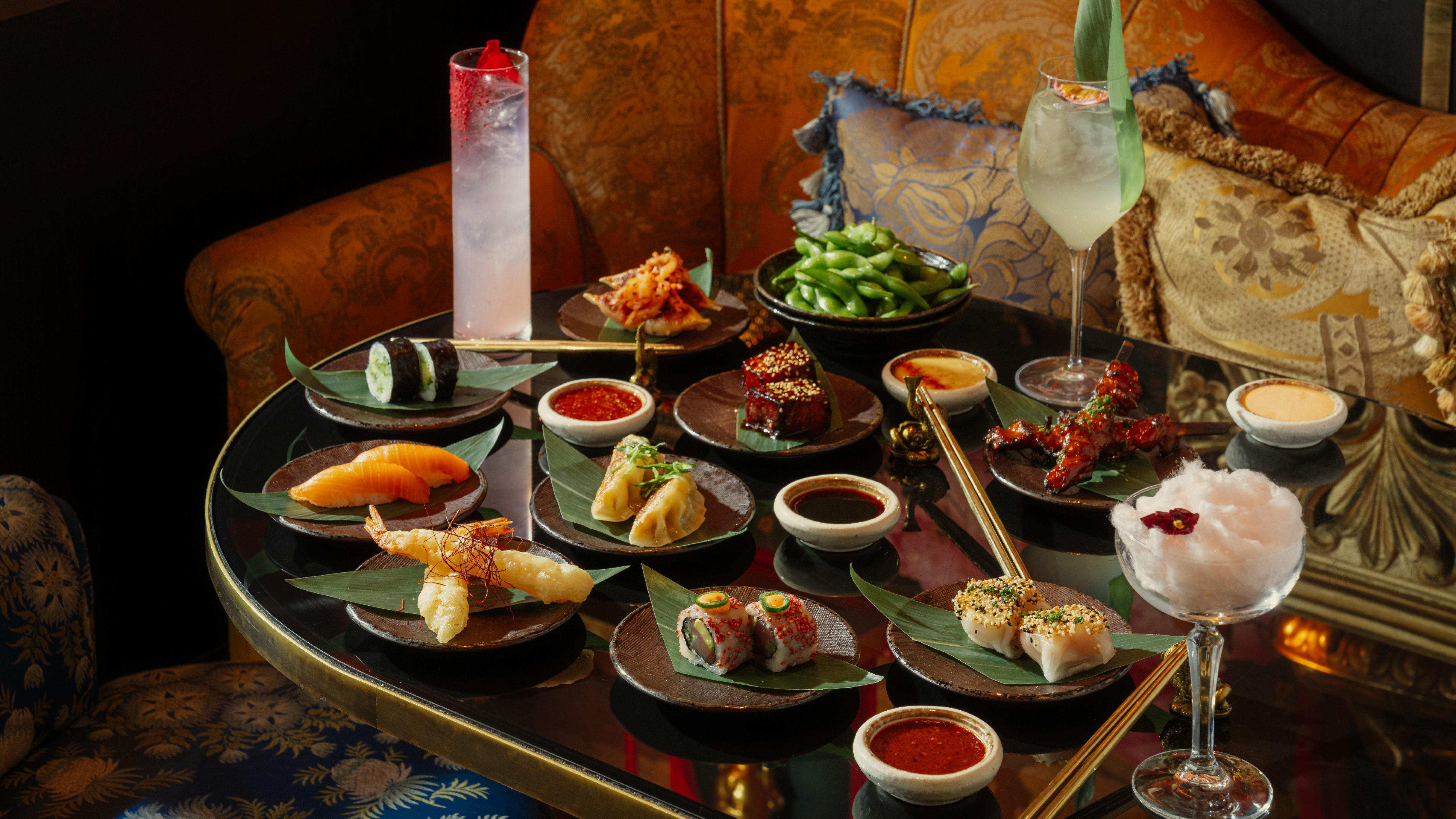 The Ivy Asia dishes on a black table