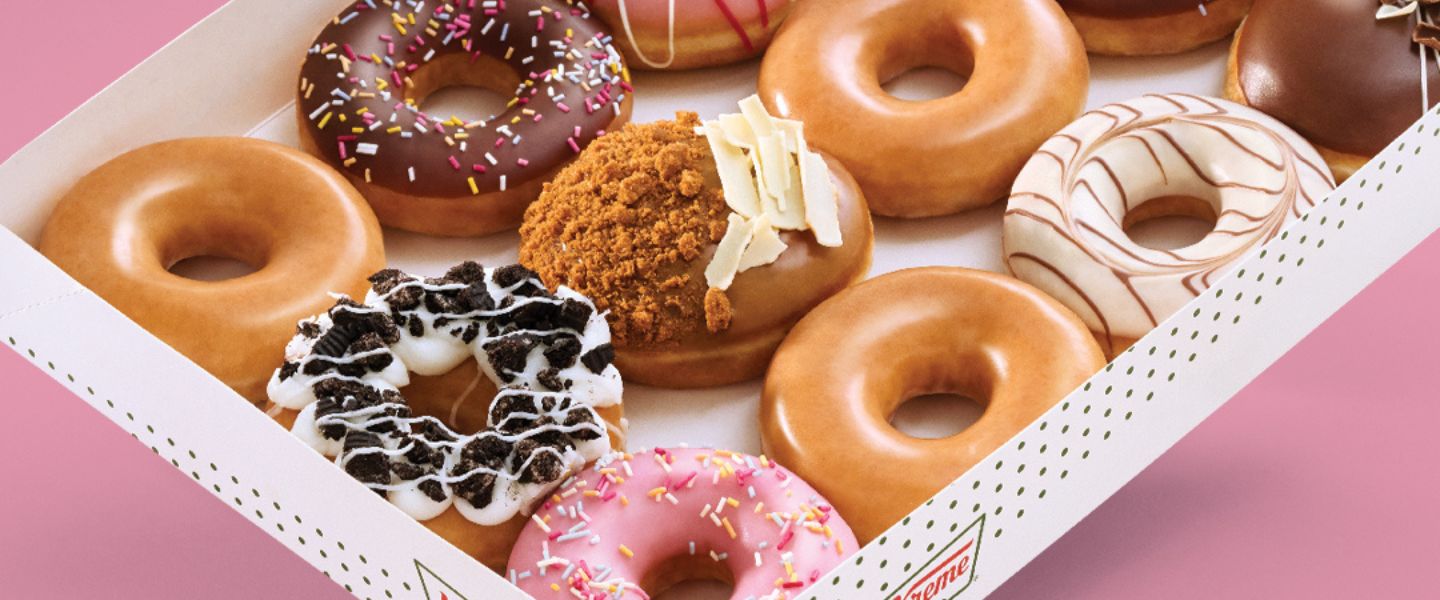 A box of Krispy Kreme doughnuts