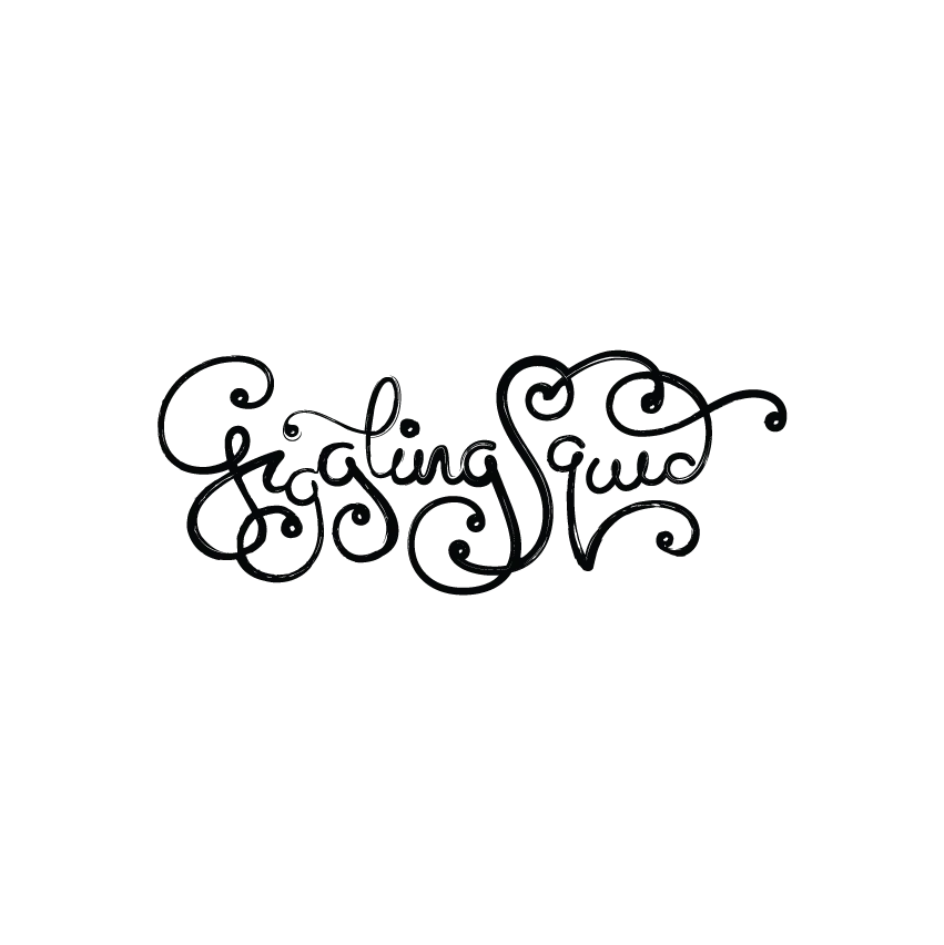 Black cursive text with decorative swirls on a white background.