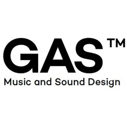GAS Music and Sound Design logo with bold black GAS text and a smaller line of text underneath.